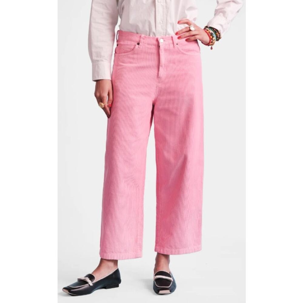 Frances Valentine Pink Wide-Leg Corduroy Pants